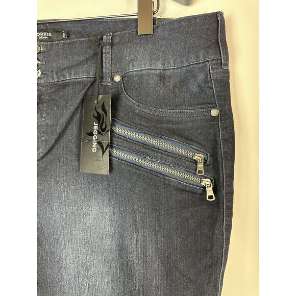 NWT Torrid Jegging Moto Multi Zip Stretch Dark Wash Jeans Women's Plus Size 26 - Picture 6 of 11